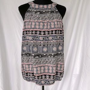 LOFT Women’s Sleeveless Halter Neck Top Elastic Waist Gray Pink Black size Med